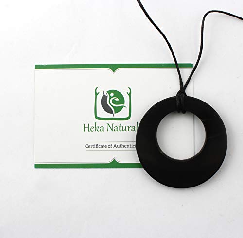 Collar de Shungite con Colgante Diseño Doble Círculo Hecho de Piedra Shungit para Protección Electromagnética | Joyería de Shungita Moderna, Usada para Equilibrar Chakras y Energía | Doble Círculo