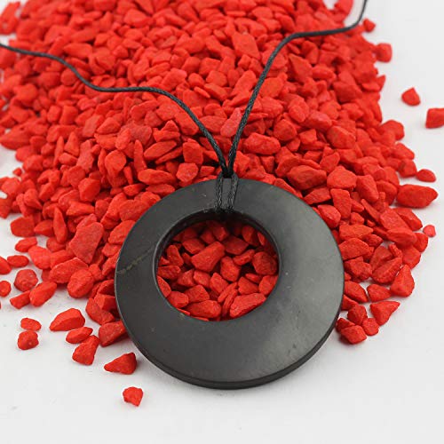 Collar de Shungite con Colgante Diseño Doble Círculo Hecho de Piedra Shungit para Protección Electromagnética | Joyería de Shungita Moderna, Usada para Equilibrar Chakras y Energía | Doble Círculo