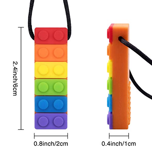 Collar sensorial para masticar, paquete de 5 colgantes de silicona de color arcoíris para masticar para masticar juguetes para bebés con dentición,autismo TDAH SPD,motor oral,ansiedad, niños autistas