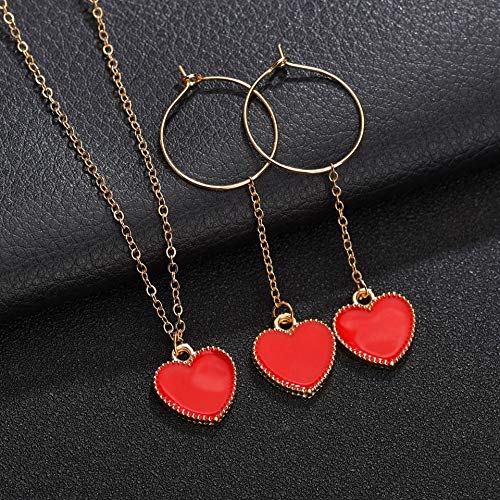 Collar Sólido Suerte Corazón Rojo Mujeres   Collar   Joyería Gran   Estilo De Moda Buen Significado Collar De Boda para Mujer