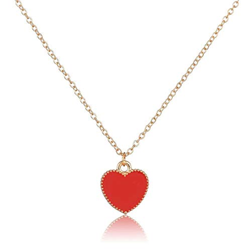 Collar Sólido Suerte Corazón Rojo Mujeres   Collar   Joyería Gran   Estilo De Moda Buen Significado Collar De Boda para Mujer