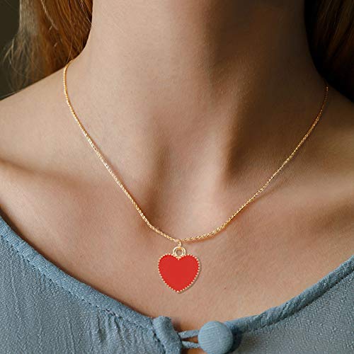 Collar Sólido Suerte Corazón Rojo Mujeres   Collar   Joyería Gran   Estilo De Moda Buen Significado Collar De Boda para Mujer