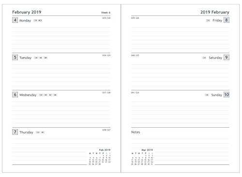 Collins BL853M-Turq A5 - Agenda métrica, 2018/19, vista semanal, año anterior