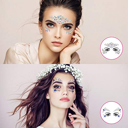 Colmanda Face Gems Stickers, 8 Piezas Face Jewels Pegatinas de Piedras Preciosas Pegatinas Cara Joyas Cara Gems Pegatinas Festival para Ojos Cara Decoración
