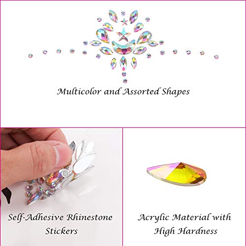 Colmanda Face Gems Stickers, 8 Piezas Face Jewels Pegatinas de Piedras Preciosas Pegatinas Cara Joyas Cara Gems Pegatinas Festival para Ojos Cara Decoración
