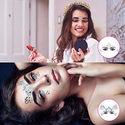 Colmanda Face Gems Stickers, 8 Piezas Face Jewels Pegatinas de Piedras Preciosas Pegatinas Cara Joyas Cara Gems Pegatinas Festival para Ojos Cara Decoración