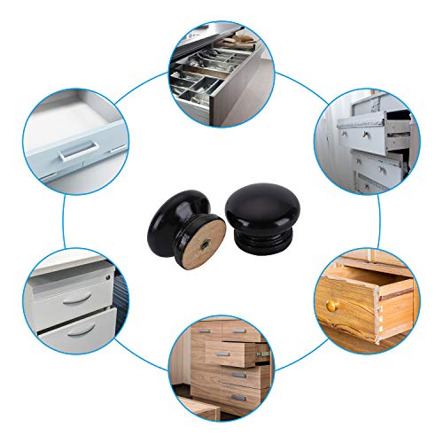 Colmanda Pomos para Cajones, 25 Piezas Tiradores de Cajón Forma de Hongo Pomo Madera Tiradores de Muebles con Tornillo Pour Mueble Armario Puerta Tiradores Manijas (Negro)