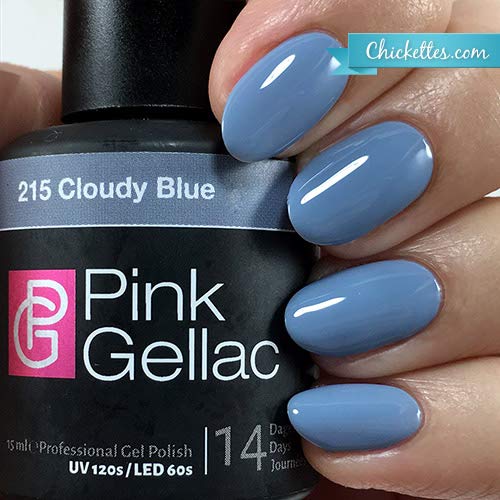 Color de pintauñas permanente Pink Gellac 215 Cloudy Blue. Esmalte de gel, calidad profesional y fácil aplicación en casa. Esmaltes de uñas.