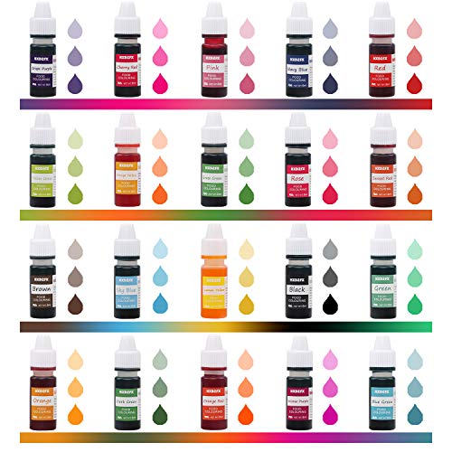 Colorante alimentario 20*6ml, Colorante Alimentario Alta Concentración Liquid Set para Colorear los Bebidas Pasteles Galletas Macaron Fondant