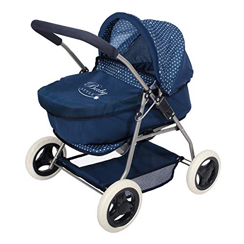 ColorBaby -  Cochecito de muñecas plegable 3 en 1 Baby Style, Azul(44919)
