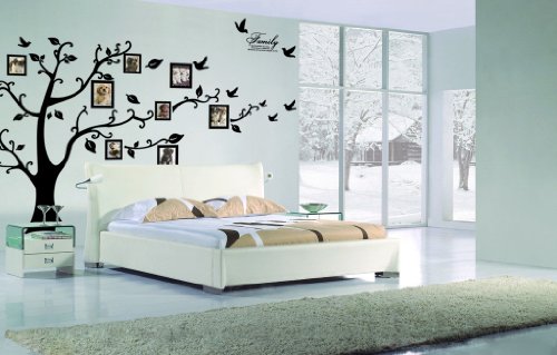 Colour negro Pegatina de la etiqueta PVC enormes marco de fotos memoria árbol Vine rama extraíble adhesivo decorativo para pared adhesivo 200 cm (H) (al máximo de tu conducción)