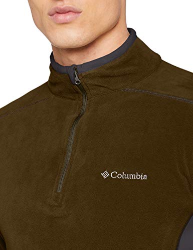 Columbia Klamath Range II Forro Polar con Media Cremallera, Hombre, Verde, Negro (Olive Green, Shark), M