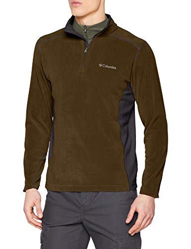 Columbia Klamath Range II Forro Polar con Media Cremallera, Hombre, Verde, Negro (Olive Green, Shark), M