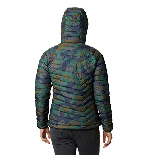 Columbia Powder Lite Chaqueta con Capucha para Mujer, Azul (Dark Nocturnal Traditional Camo), S