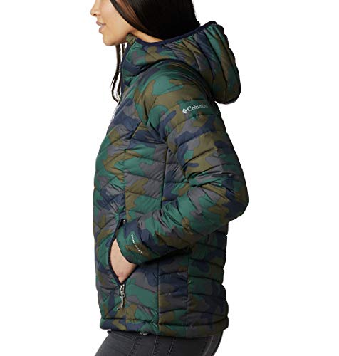 Columbia Powder Lite Chaqueta con Capucha para Mujer, Azul (Dark Nocturnal Traditional Camo), S