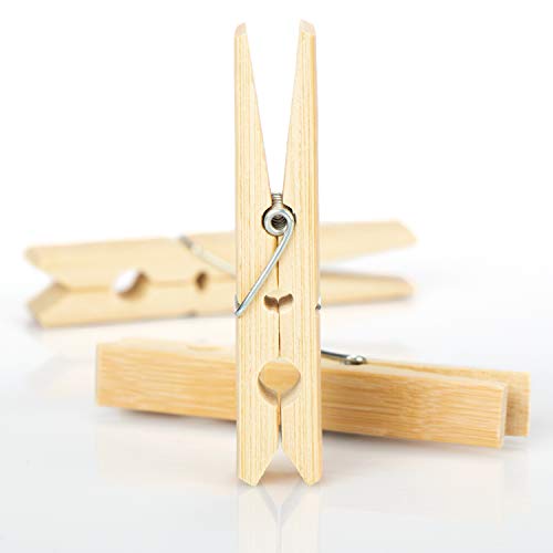 com-four® 120x Pinzas para Ropa Hechas de Madera - Pinzas de Madera Hechas de bambú - Pinzas para Colgar la Ropa (120 Piezas - bambú)