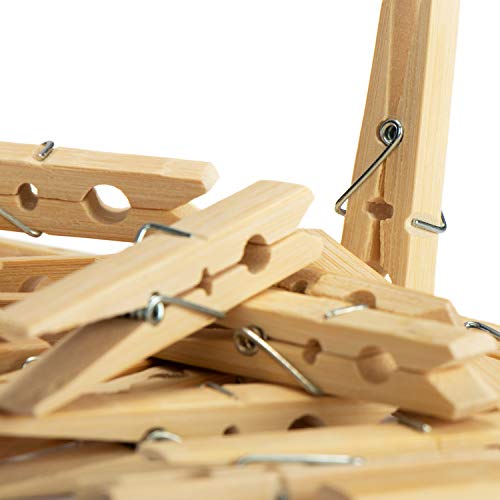 com-four® 120x Pinzas para Ropa Hechas de Madera - Pinzas de Madera Hechas de bambú - Pinzas para Colgar la Ropa (120 Piezas - bambú)