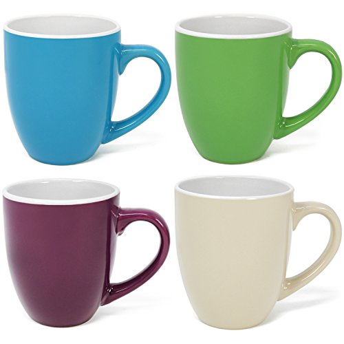 com-four® 4x Juego de tazas de café hecho de cerámica, tazas de café coloridas, cafetera en diferentes colores, 300 ml (04 piezas - colorido)