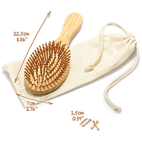 com-four® Cepillo para el Cabello Natural Hecho de bambú - Cepillo ecológico con cerdas Naturales - para Hombres, Mujeres, niños - 100% Vegano (1 Pieza - Cepillo Universal)