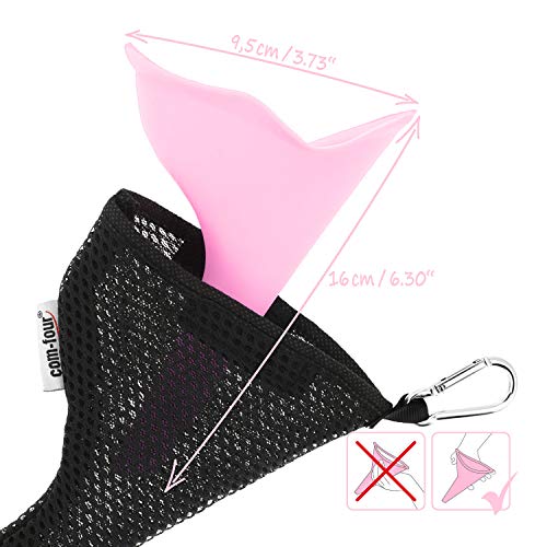 COM-FOUR® urinario de dos partes para mujer para llevar con una bolsa de transporte - ayuda para orinar móvil hecha de silicona - orinar de pie mientras viaja, festival (02 piezas con bolsa - violeta)