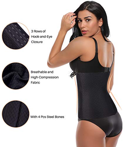 COMFREE Mujer Fajas Reductoras Corset Body Shaper Corsé Bustier Ajustable Cintura eloj de Arena Perder Peso L Negro