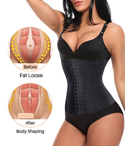 COMFREE Mujer Fajas Reductoras Corset Body Shaper Corsé Bustier Ajustable Cintura eloj de Arena Perder Peso L Negro