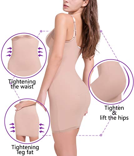 COMFREE Under Bust Vestido Moldeador Ajustables Combinación Moldeadora Mujer Control Dress Beige L