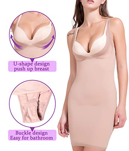 COMFREE Under Bust Vestido Moldeador Ajustables Combinación Moldeadora Mujer Control Dress Beige L