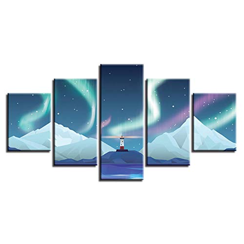 Cómics Aurora 5 Piezas Póster Cuadro en Lienzo Impresión Material Tejido no Tejido Artística Imagen Gráfica Decoracion de Pared - Listo para colgar（Con marco）