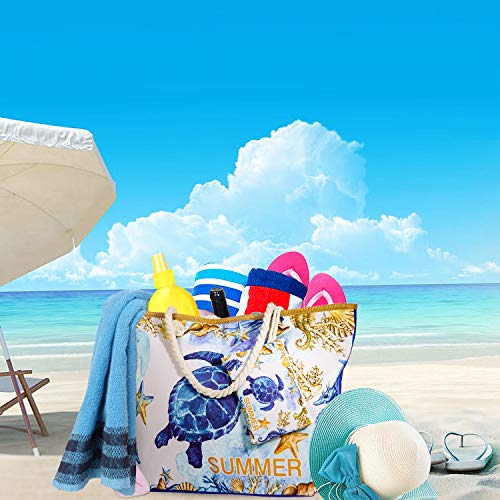 Comius Bandolera Verano Mujer 2019, PU Bolsa de Playa Grande con Cremallera, Bolso de Mujer Shopper Bolsa Totalizadores del Recorrido (55 x 39 x 11cm) (Turtle)