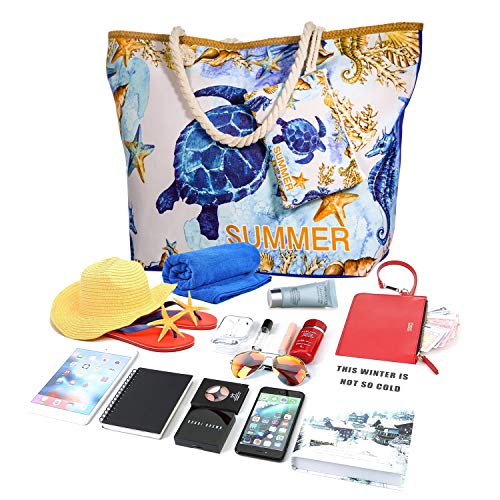 Comius Bandolera Verano Mujer 2019, PU Bolsa de Playa Grande con Cremallera, Bolso de Mujer Shopper Bolsa Totalizadores del Recorrido (55 x 39 x 11cm) (Turtle)