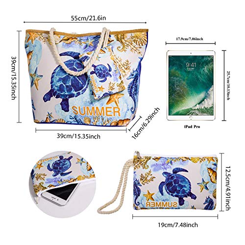 Comius Bandolera Verano Mujer 2019, PU Bolsa de Playa Grande con Cremallera, Bolso de Mujer Shopper Bolsa Totalizadores del Recorrido (55 x 39 x 11cm) (Turtle)
