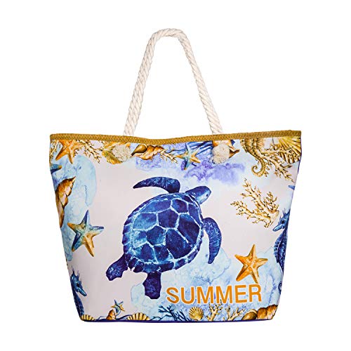 Comius Bandolera Verano Mujer 2019, PU Bolsa de Playa Grande con Cremallera, Bolso de Mujer Shopper Bolsa Totalizadores del Recorrido (55 x 39 x 11cm) (Turtle)