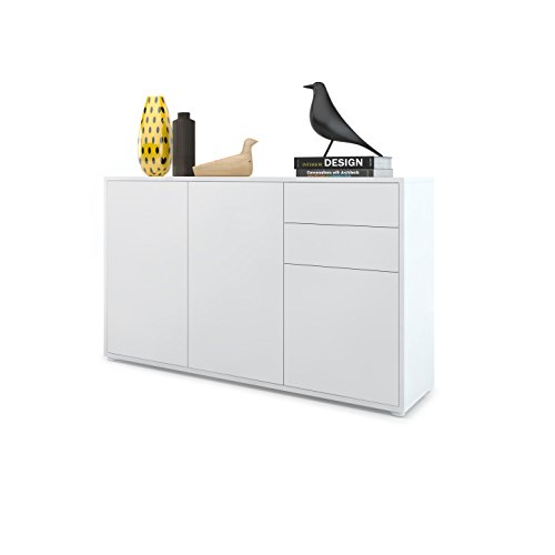 Cómoda Sideboard Ben V3, Cuerpo en Blanco Mate/Frentes en Blanco Mate