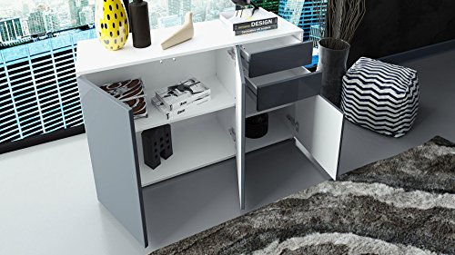 Cómoda Sideboard Ben V3, Cuerpo en Blanco Mate/Frentes en Blanco Mate