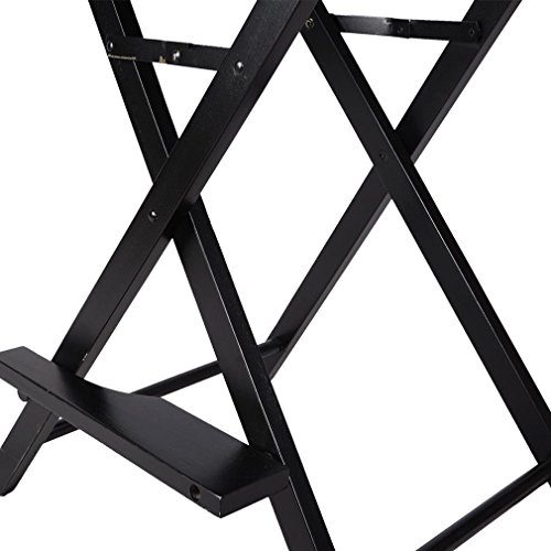 COMOTS Silla de Maquillaje Plegable Portátil Profesional Resistente Silla de Dirección Ligera de Madera Maciza Silla de Artista Plegable con Bolsas Laterales Negro