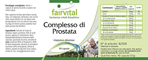 Complejo para la Próstata en Cápsulas - Prosta Complex - VEGANO - Saw Palmetto (Serenoa repens) + Selenio + Zinc + Licopeno + Esteroles vegetales + Beta-Sitosterol + Zinc + Nopal (Higo chumbo) - Dosis elevada - 90 Cápsulas - Calidad Alemana
