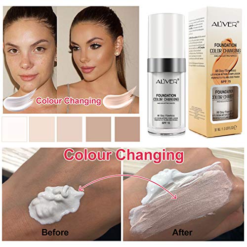 Concealer Cover Cream, Flawless Colour Changing Foundation Makeup, Warm Skin Tone Moisturizing Cover, Foundation liquid Base Nude Face Moisturizing