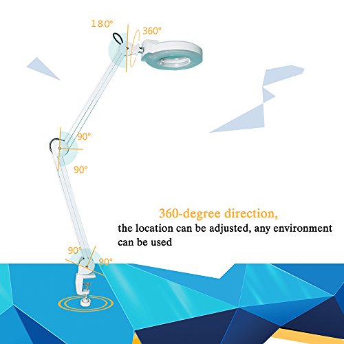 Concise Home LED Lámpara de Mesa con Lupa para manicura de 5 dioptrías