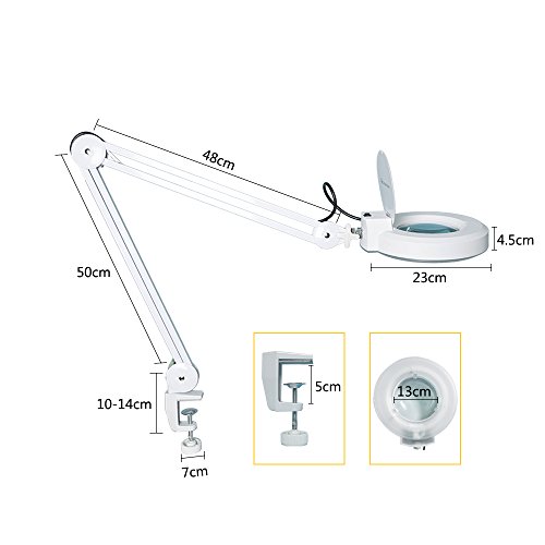 Concise Home LED Lámpara de Mesa con Lupa para manicura de 5 dioptrías