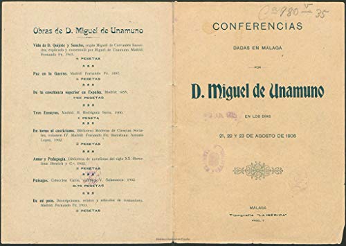 Conferencias dadas en Málaga por Miguel de Unamuno, en los días 21, 22 y 23 de agosto de 1906