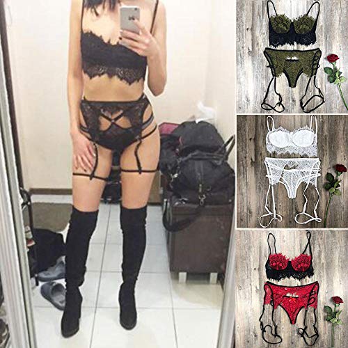 Conjuntos de lencería para mujer Ropa de dormir para mujer Lencería Mujer Conjunto de sujetador sexy Ropa interior de tanga Correas de lencería de encaje inalámbrico transparente Conjunto de vendaje