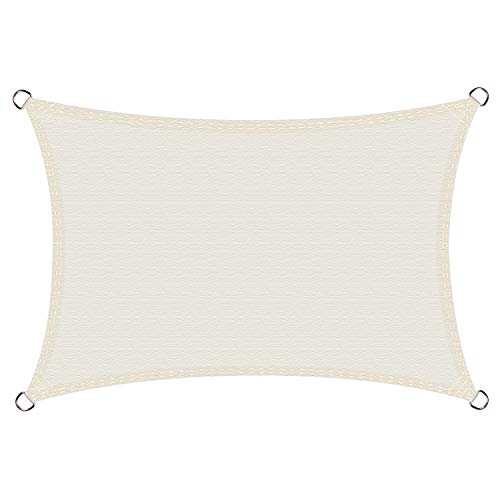 Cool Area Toldo Vela de Sombra Rectangular 2 x 3 Metros, Impermeable Protección UV para Patio Exteriores Jardín, Color Crema