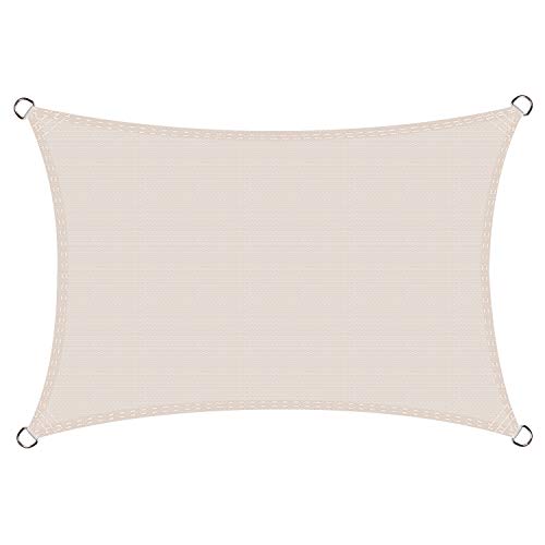 Cool Area Toldo Vela de Sombra Rectangular 2.5 x 4 Metros Protección Rayos UV, Resistente y Transpirable para Patio Exteriores Jardín, Color Crema