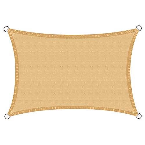 Cool Area Toldo Vela de Sombra Rectangular 4 x 5 Metros, Impermeable Protección UV para Patio Exteriores Jardín, Color Arena