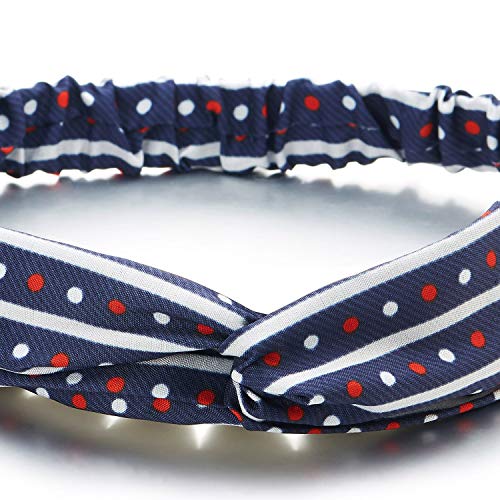COOLSTEELANDBEYOND Rojo Blanco Polca Puntos Rayas Azul Oscuro Geométrico Diademas Headwrap Cabeza Turbante Bandana Pelo Bandas Vendas