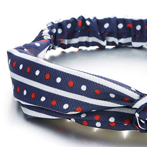 COOLSTEELANDBEYOND Rojo Blanco Polca Puntos Rayas Azul Oscuro Geométrico Diademas Headwrap Cabeza Turbante Bandana Pelo Bandas Vendas