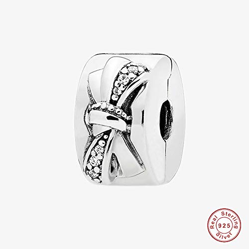 COOLTASTE - Abalorio de plata de ley 925 con clip de fila brillante para el día de la madre 2018, para pulseras Pandora originales, joyería de moda