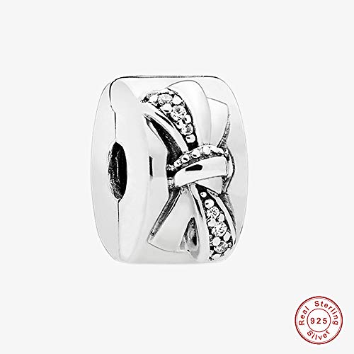 COOLTASTE - Abalorio de plata de ley 925 con clip de fila brillante para el día de la madre 2018, para pulseras Pandora originales, joyería de moda