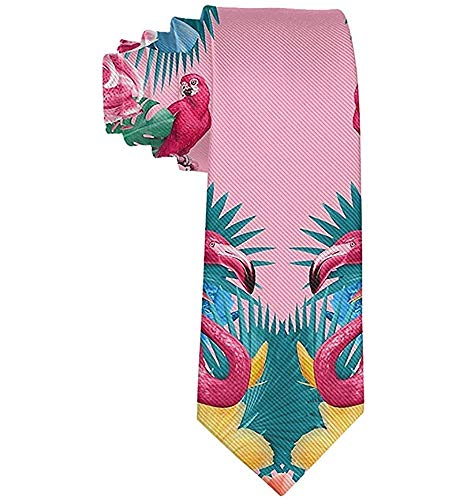Corbata Corbatas divertidas Flamencos Flor Palma Rosa Vacaciones de verano Moda Amplia Novedad Corbatas Para Hombres Adolescentes